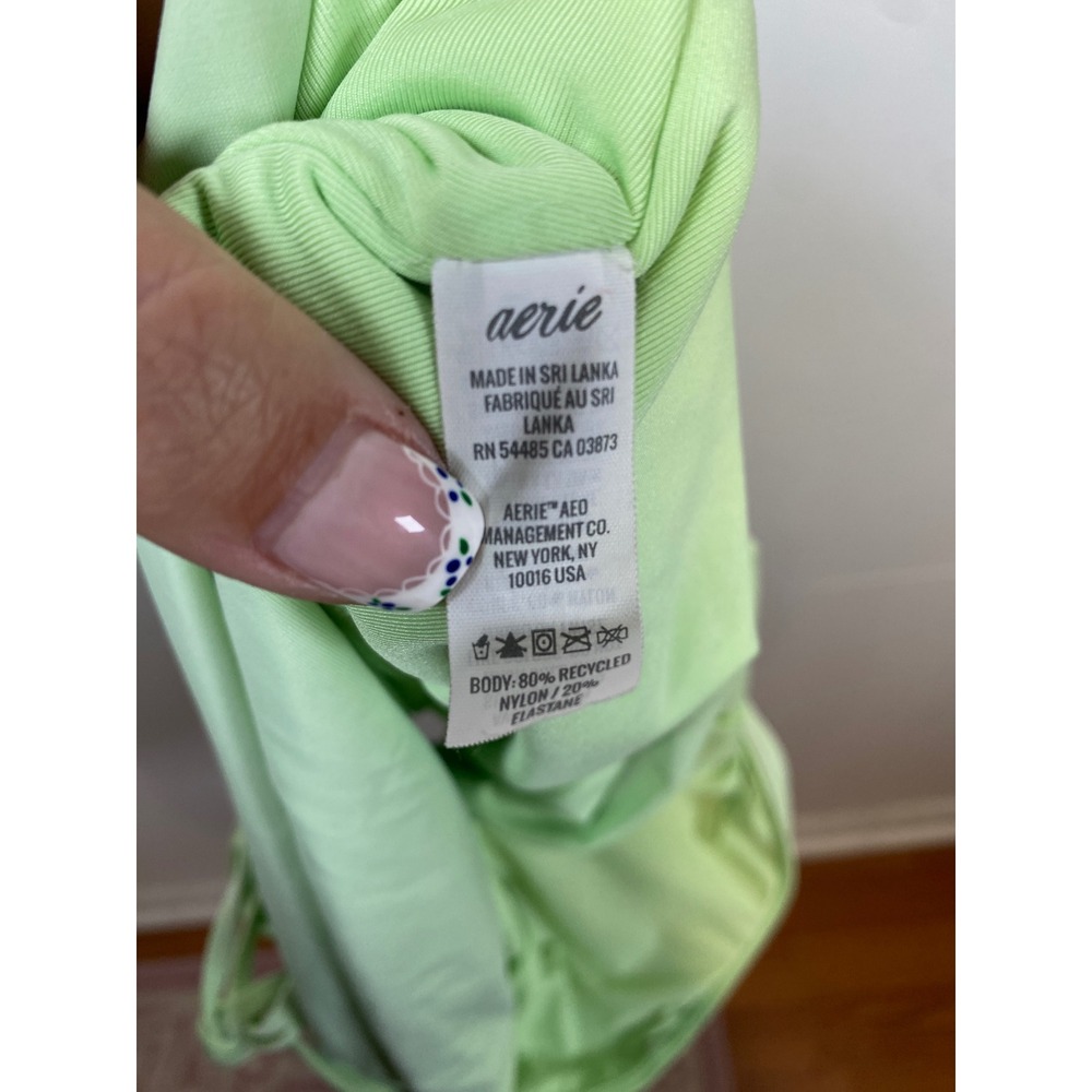 Aerie One Piece Swimsuit Full Coverage Cutout Back Green Size M - Picture 2 of 6